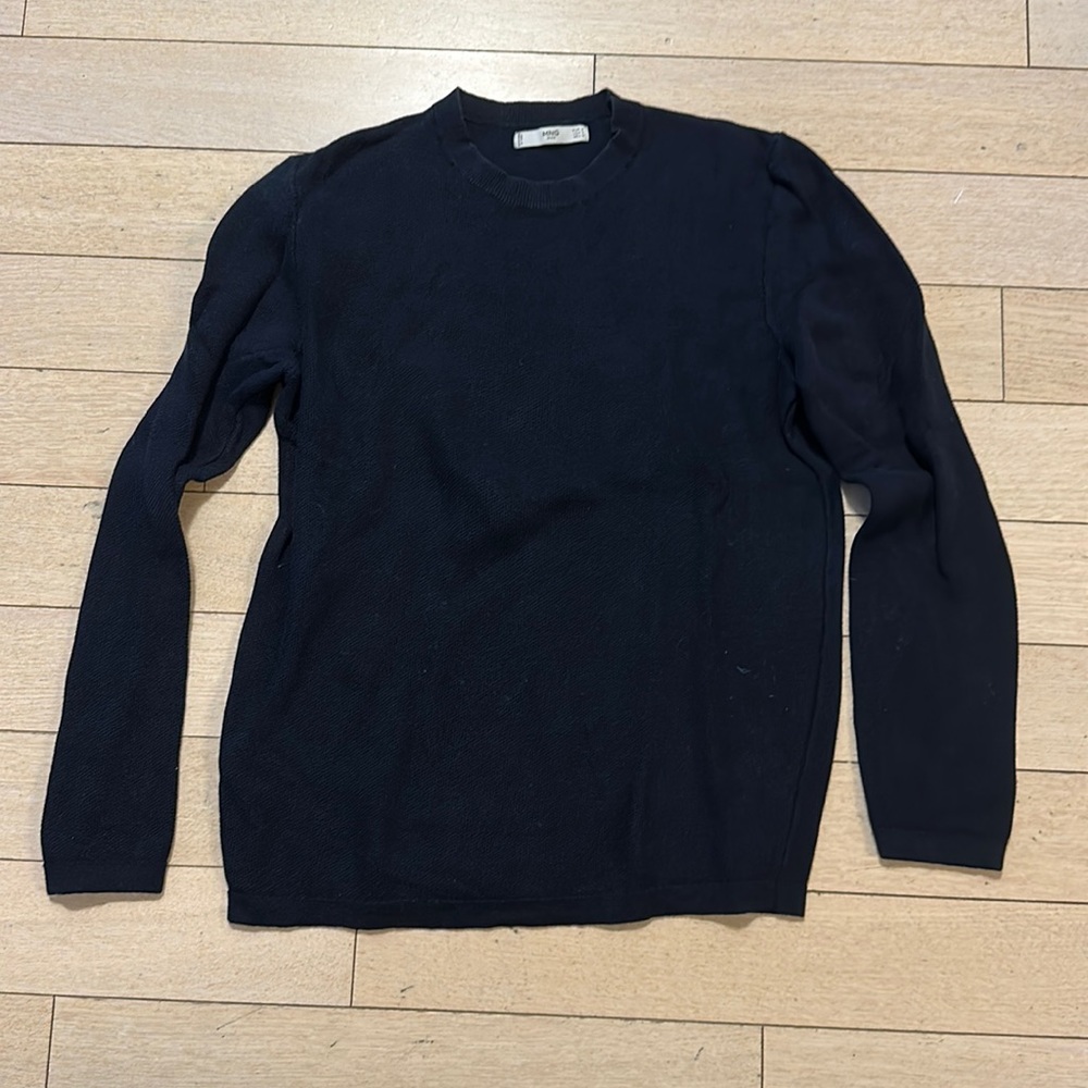 Mango Navy Waffle Knit Sweater SIZE S